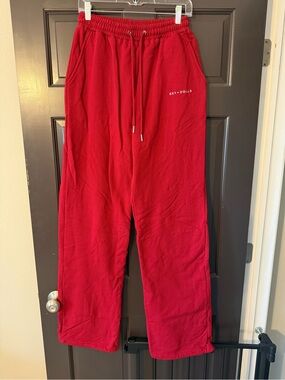 Sky Dolls Small Tall Long Drawstring Sweatpants Small Long ST Cranberry Red